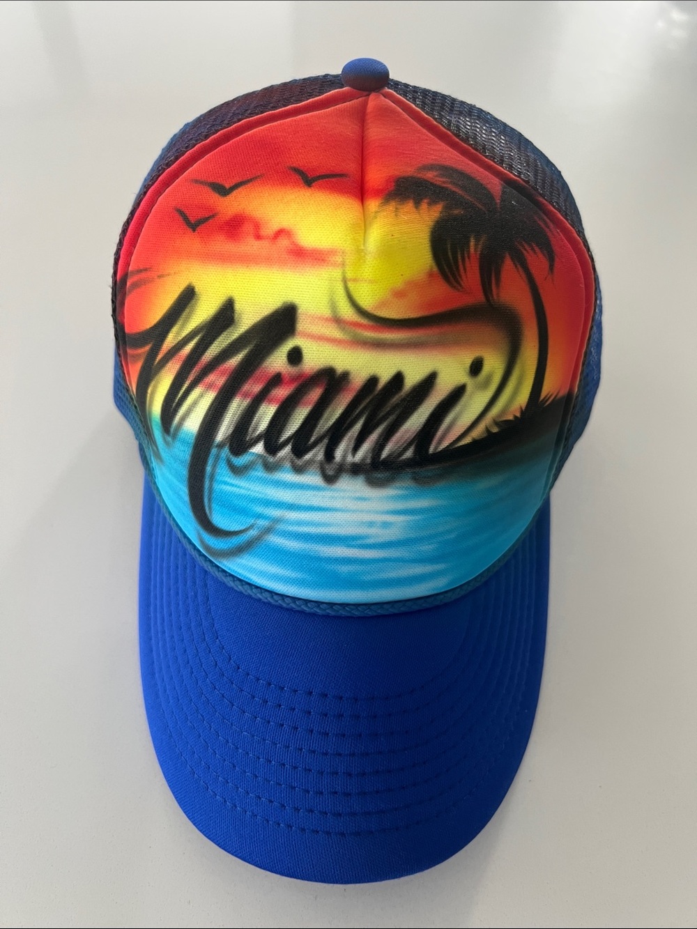 Miami Sunset Gradient Trucker Cap - Blue